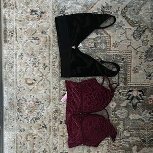 PINK Victoria's Secret Red and Black Structured Bra